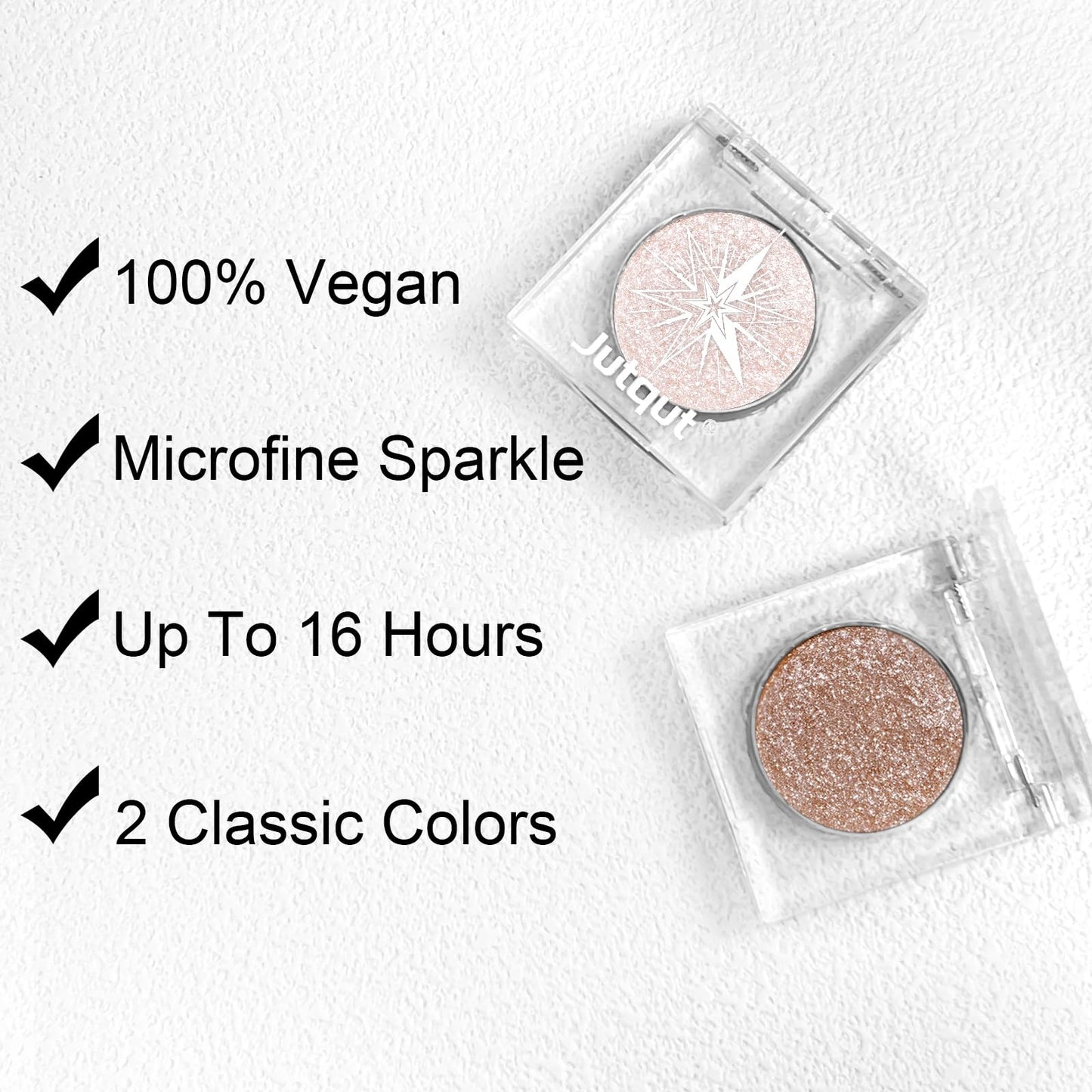 Jutqut Single Shimmer Glitter Eyeshadow Palette - Pearl White Sparkle Diamond Cream Eye Shadow Compact, Long-Lasting Shimmery Eye Makeup and Highlight - Vegan Formula, 01# GALAXY VEGA