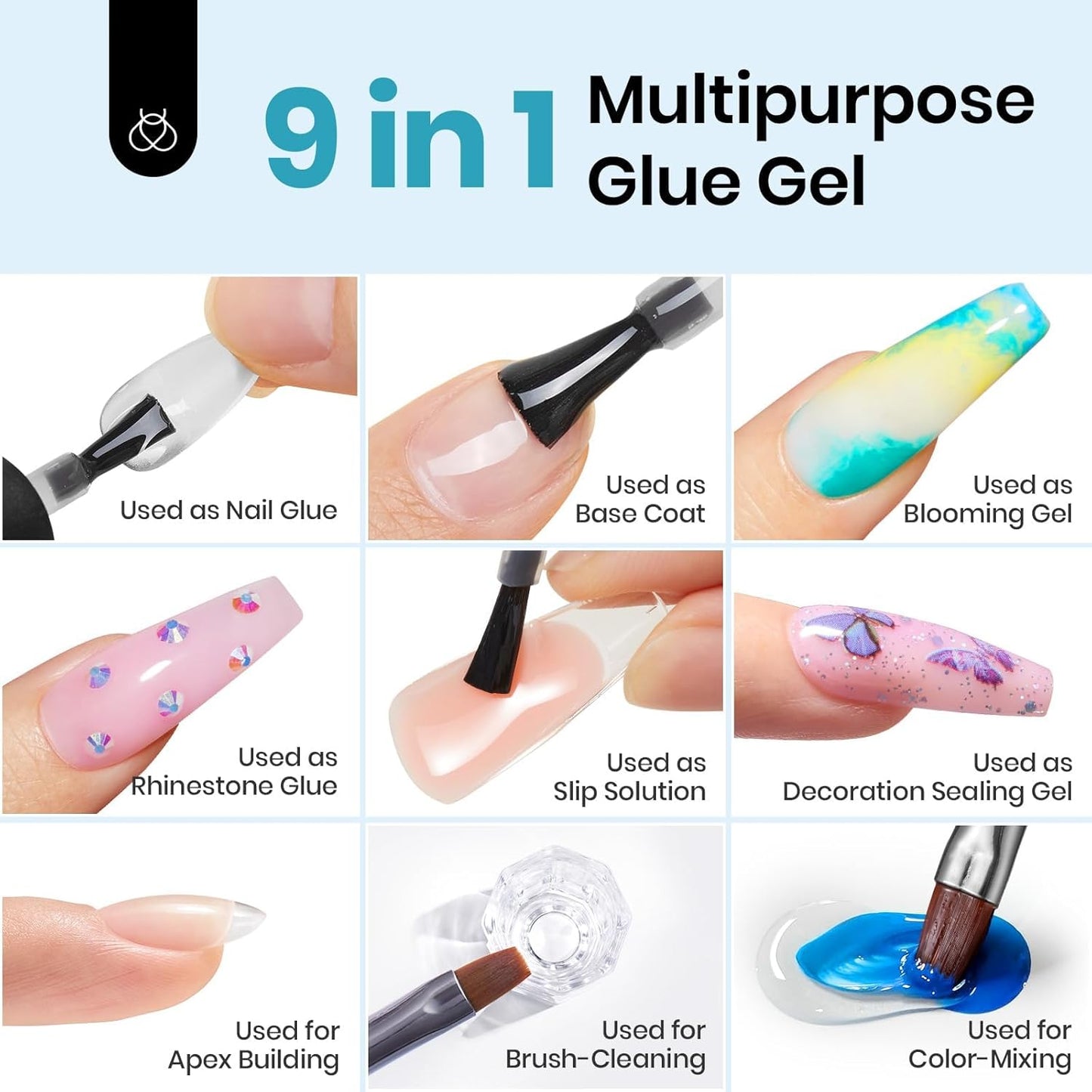 Beetles Gel Nail Kit - 9-In-1 Easy Nail Extension Set with Almond Tips & UV Lamp | Medium Almond Size