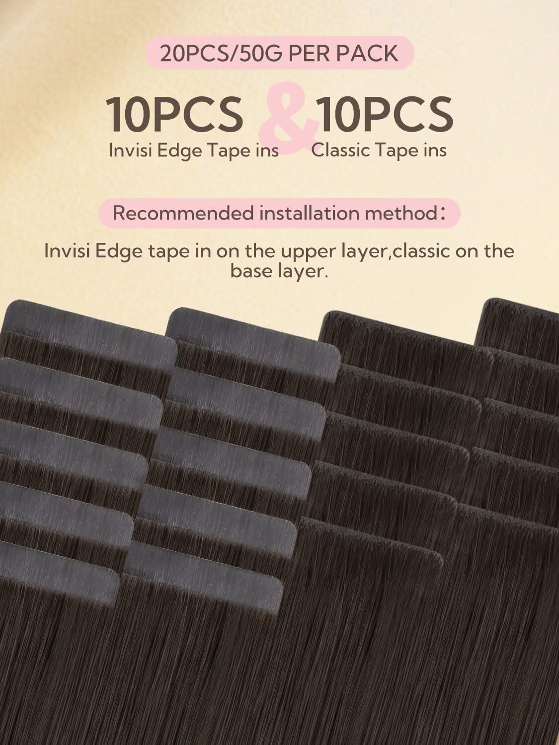 HOTBANANA Invisi Edge Tape in Hair Extensions Human Hair, 12inch 30g 10pcs Invisible & 10pcs Classic Dark Brown Seamless Tape in Hair Extensions Straight Injected