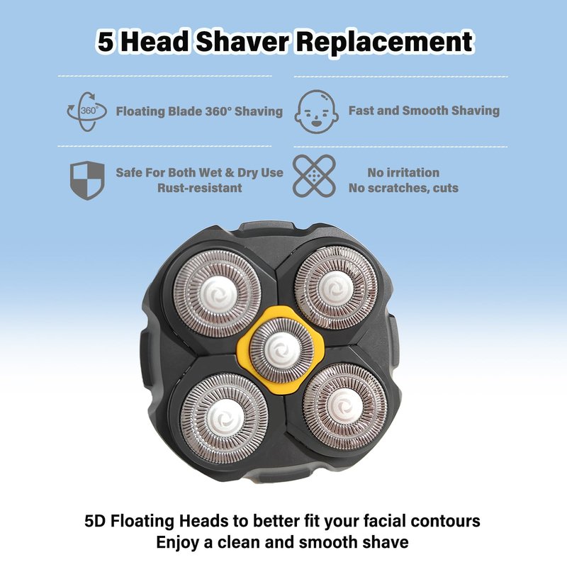 Replacement Heads Compatible with Microtouch Titanium Electric Head Shaver, Titanium Razor Replacement Blades for Micro Touch Head Shaver, Hypoallergenic Hair Clippers Blades for Bald Men - 3 Pcs