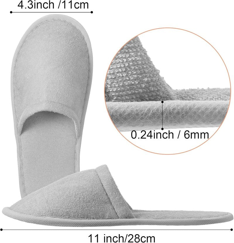 Disposable Slippers for Guests - 24 Pairs Cotton Soft Spa House Slippers | Ideal for Weddings & Travel