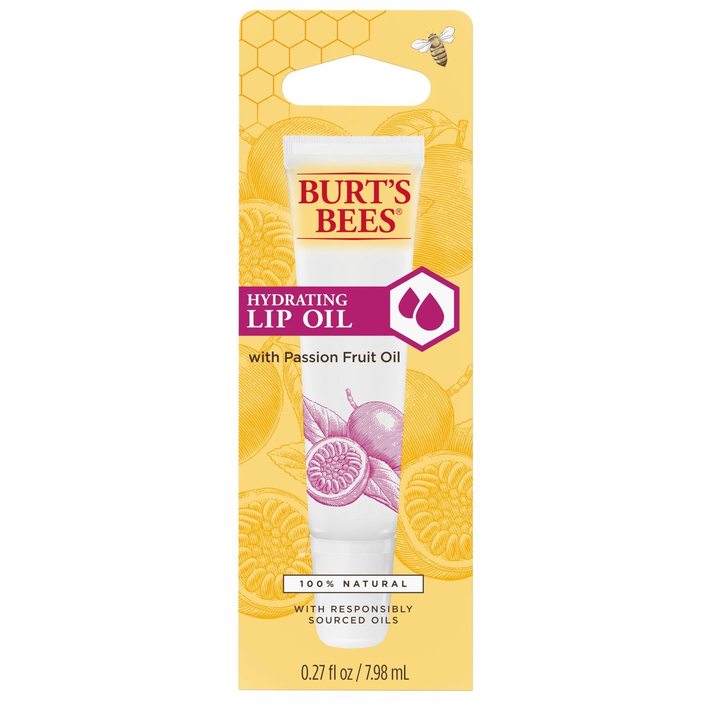 Burt's Bees 100% Natural Hydrating Lip Oil with Passion Fruit Oil, 1 Tube