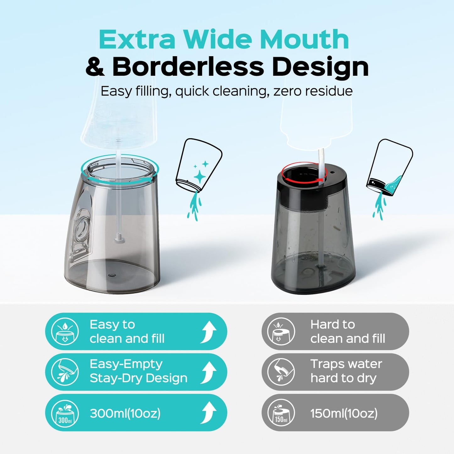COSLUS ADA Accepted C51 Portable Water Flosser for Teeth: 3 Modes & 6 Pressure Settings with Jet Mode Water Dental Pick for Orthodontic, Braces, Sensitive Gums, Compact for Travel, for Multiple Users
