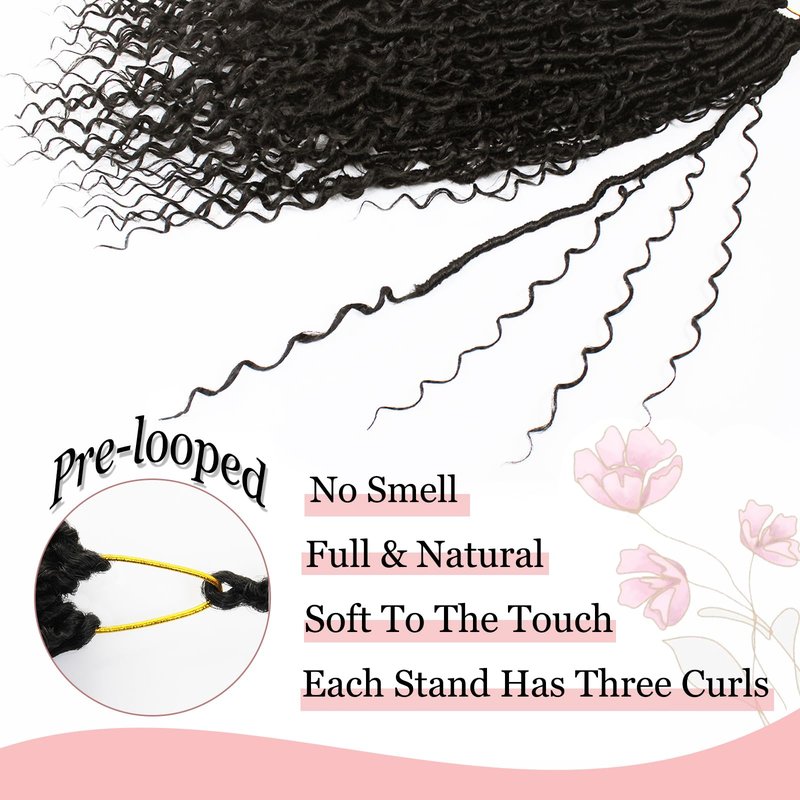Haftaluv Boho Faux Locs Crochet Hair 9 Packs Long Goddess locs 30 Inch Boho Soft Locs With Curly Ends Pre Looped Bohemian River Loc Crochet Hair For Women (30 inch,#4)