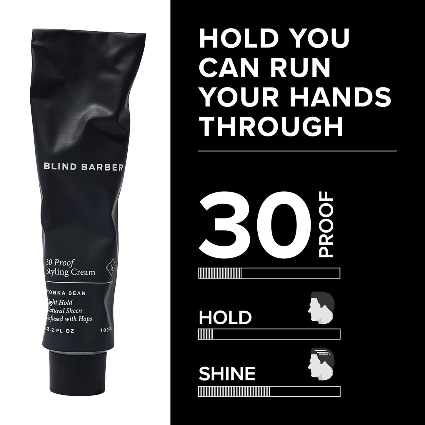 **Blind Barber Hair Cream for Men - Light Hold Styling & Beard Tamer | Tonka Bean Scent (3.2 Fl oz)**