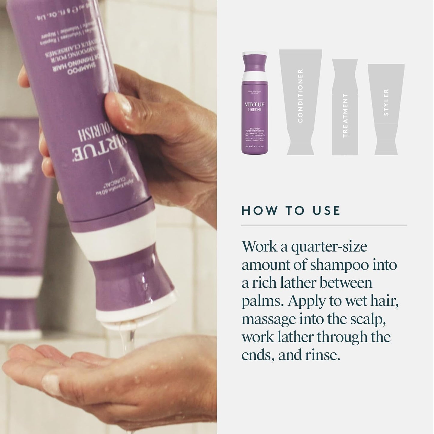 VIRTUE Flourish Shampoo - Sulfate Free Volumizing Formula for Thinning Hair | Detoxifies & Repairs Color-Treated Hair