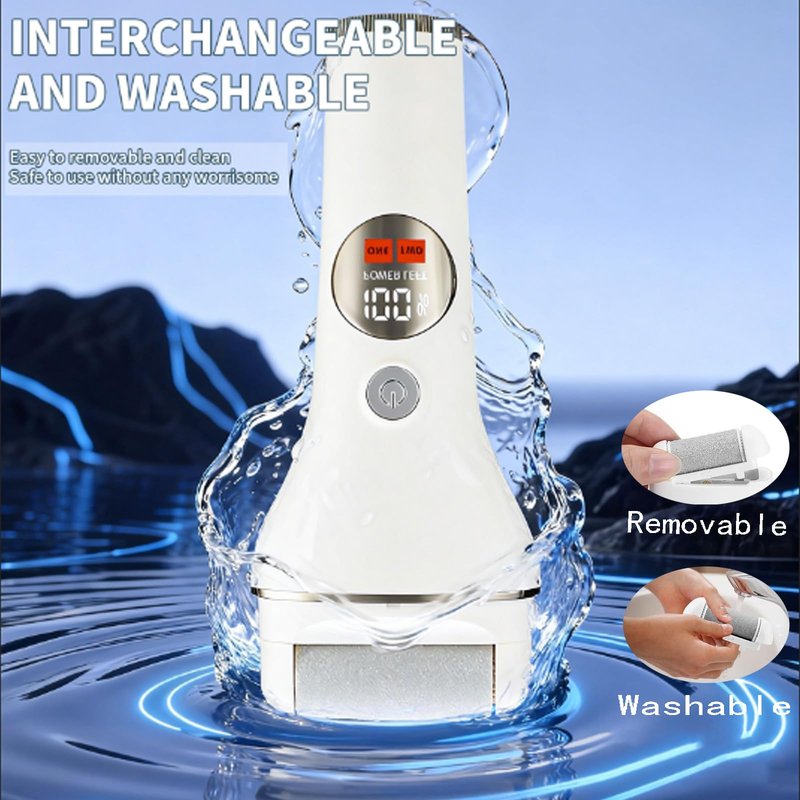 Professional Electronic Foot File & Callus Remover Kit, Rechargeable Portable Pedicure Tool with 3 Replaceable Heads, IPX5 Waterproof, Removes Dead, Hard, Cracked Dry Skin, Perfect Home Spa Gift