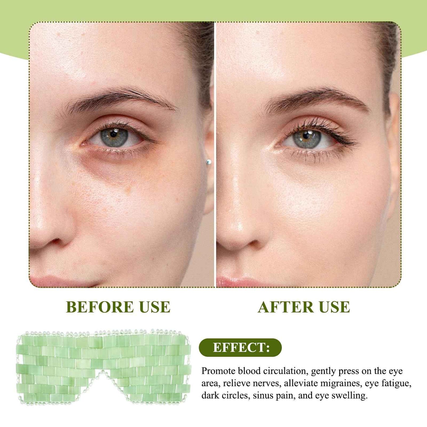 Jade Eye Mask 2 Pcs Jade Eye Mask for Facials can Relieve Puffiness and Relieve Eye Cover (Comes with Massage M-Shaped Comb *1, Eight-Tooth Comb *1)