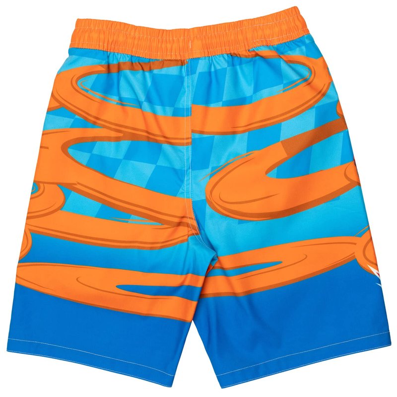 Hot Wheels Little Boys Raglan Pullover Swim Rash Guard Swim Trunks Blue 5