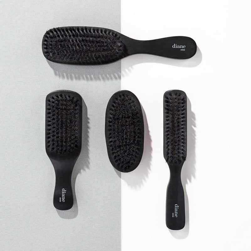 Diane 7-Row Boar Bristle Wave Brush – Soft 100% Boar Bristles for Fine to Medium Hair, 360 Waves, Smoothing & Polishing, Gentle on Scalp, Real Wood Handle, Beard & Mustache Styling