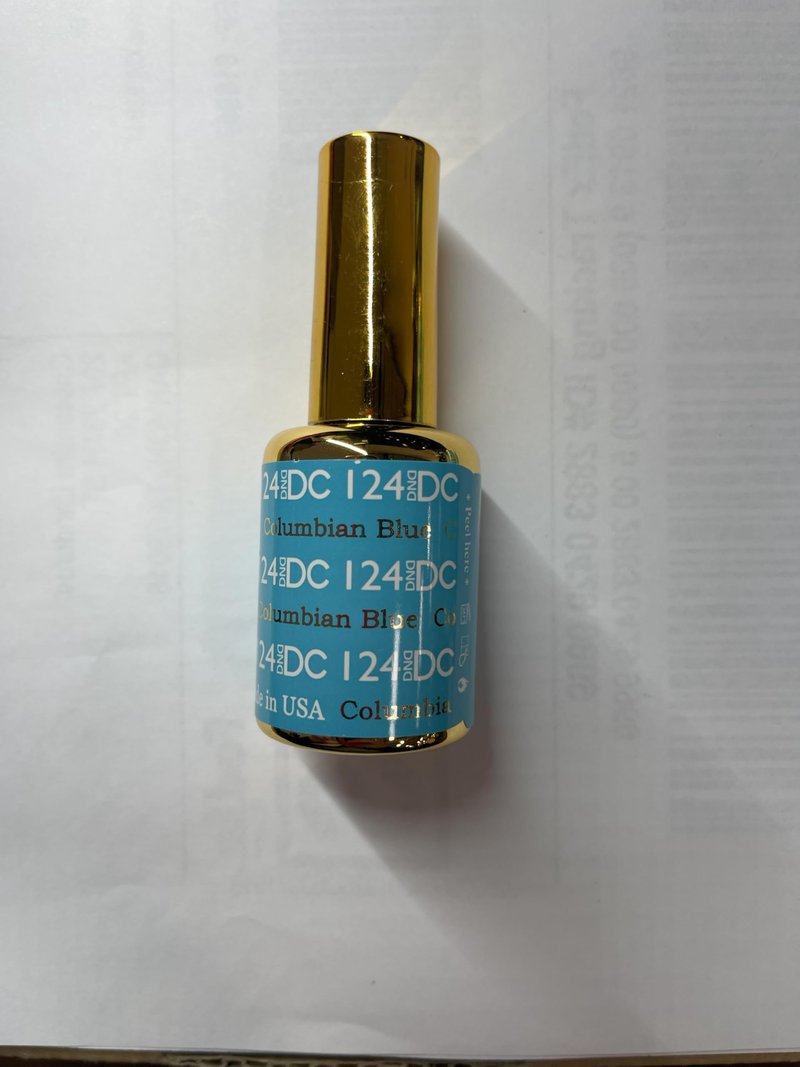 DND DC Gel Polish Set, Blue Collection, UV/LED Gel Polish and Air Dry Nail Lacquer, Matching Chip-Free Polish Duo, 124 Columbian Blue, 0.5 Fl Oz