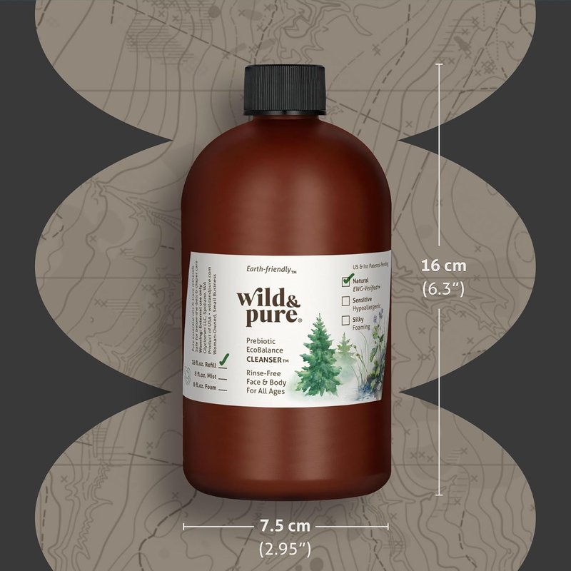 Natural Body Wash Refill - EWG Verified, pH-Balanced Cleanser | 18oz Pack of 2 | Plant-Based Moisturizer for Face, Hands, Body