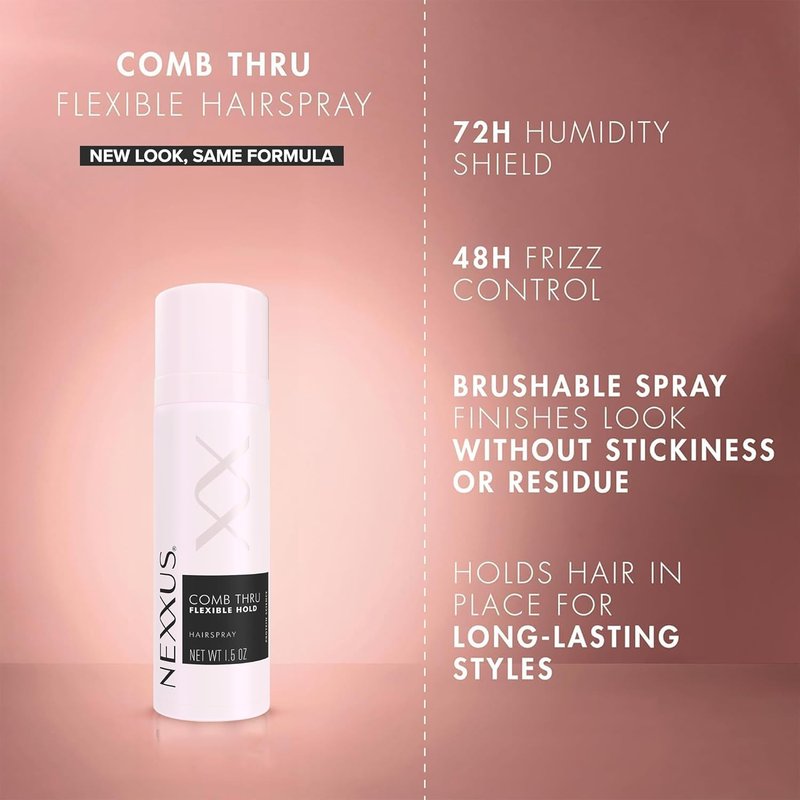 Nexxus Travel Styling Bundle - Flexible Hairspray & Volume Mousse | Anti-Humidity, Frizz Control, Rose Scent, 2-Pack