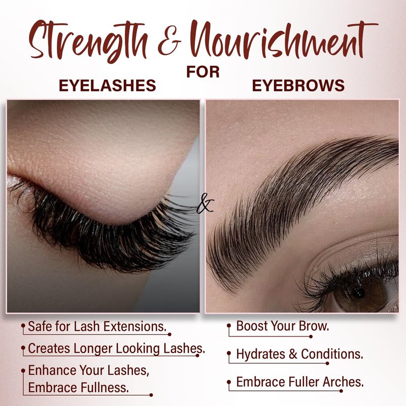 Herbishh Eyelash & Eyebrow Groth Serum Combo for Women & Men (0.135 fl. oz Each), Peptide Infused Lash Enhancing Treatment & Brow Conditioner, Fuller-Looking Lashes & Brows, Safe for Lash Extension