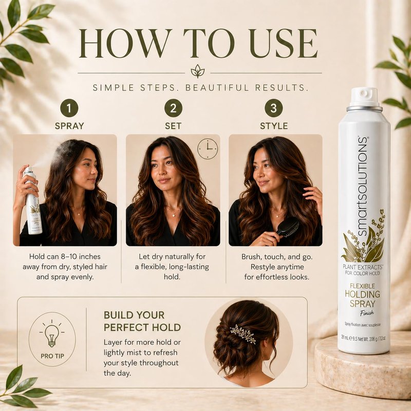 SMART SOLUTIONS Flexible Holding Spray | Light To Medium Hold | Non-Sticky & Easy To Wash Out (10 oz)