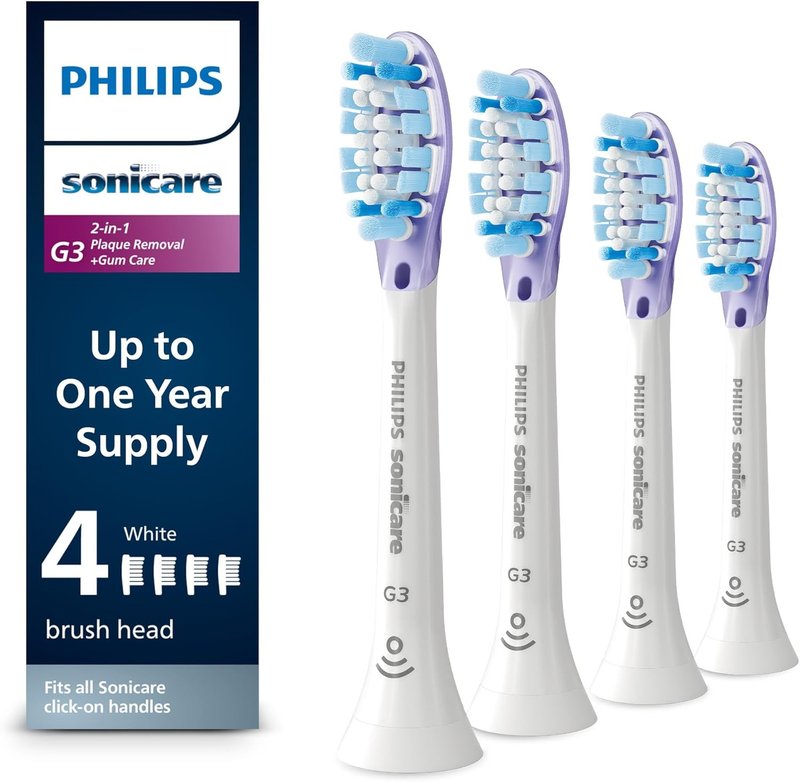 Philips Sonicare G3 Electric Toothbrush Heads - Genuine Replacement, 4 Pack | White, One Year Supply, HX9054/65