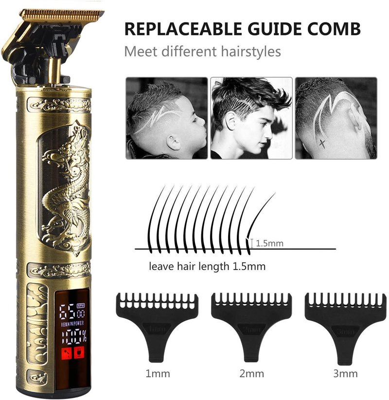 Professional Hair Clippers - Cordless Zero Gapped Trimmer for Men | Rechargeable with LED Display