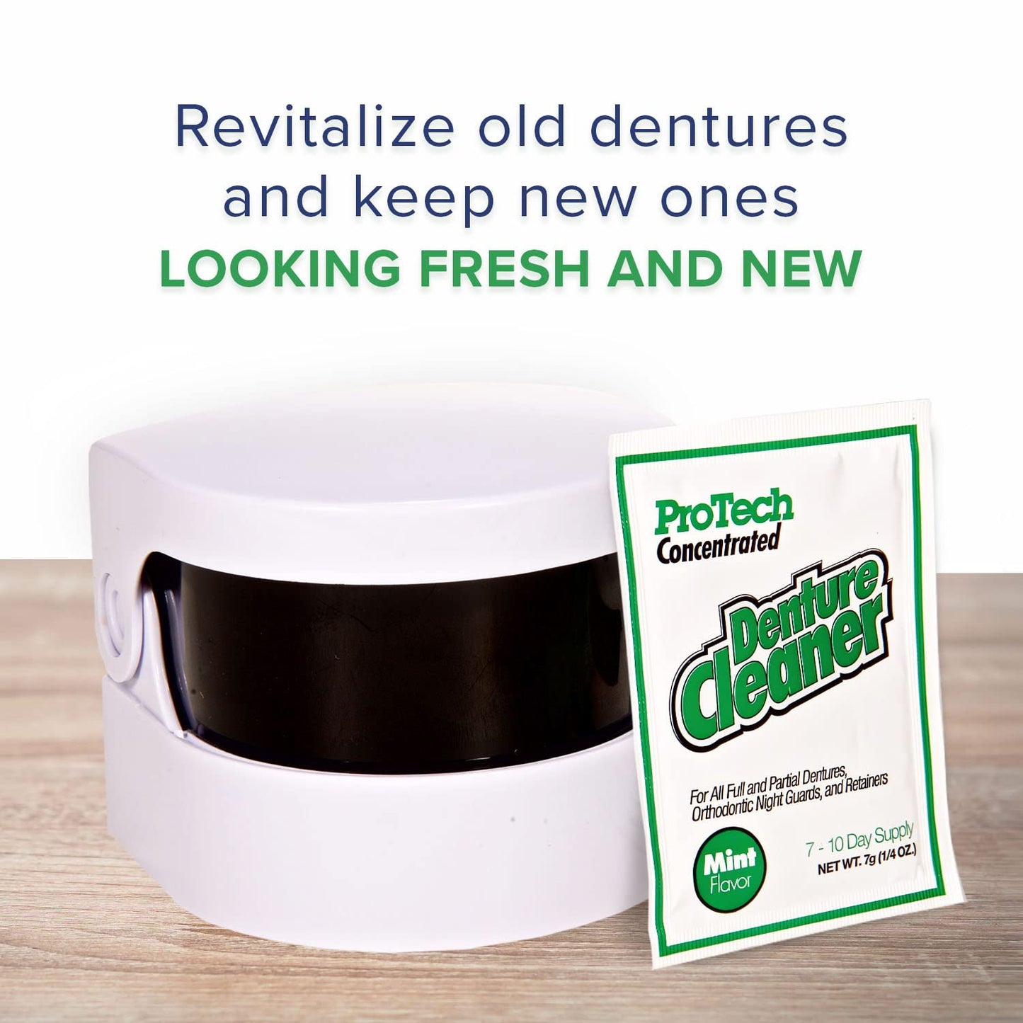 ProTech Removable Appliance Care Kit, Denture, Retainer, & Aligner and Cleaning Bundle with Ultrasonic Denture Retainer Cleaner, Brush, Solution, Informational Brochure, Pack of 3