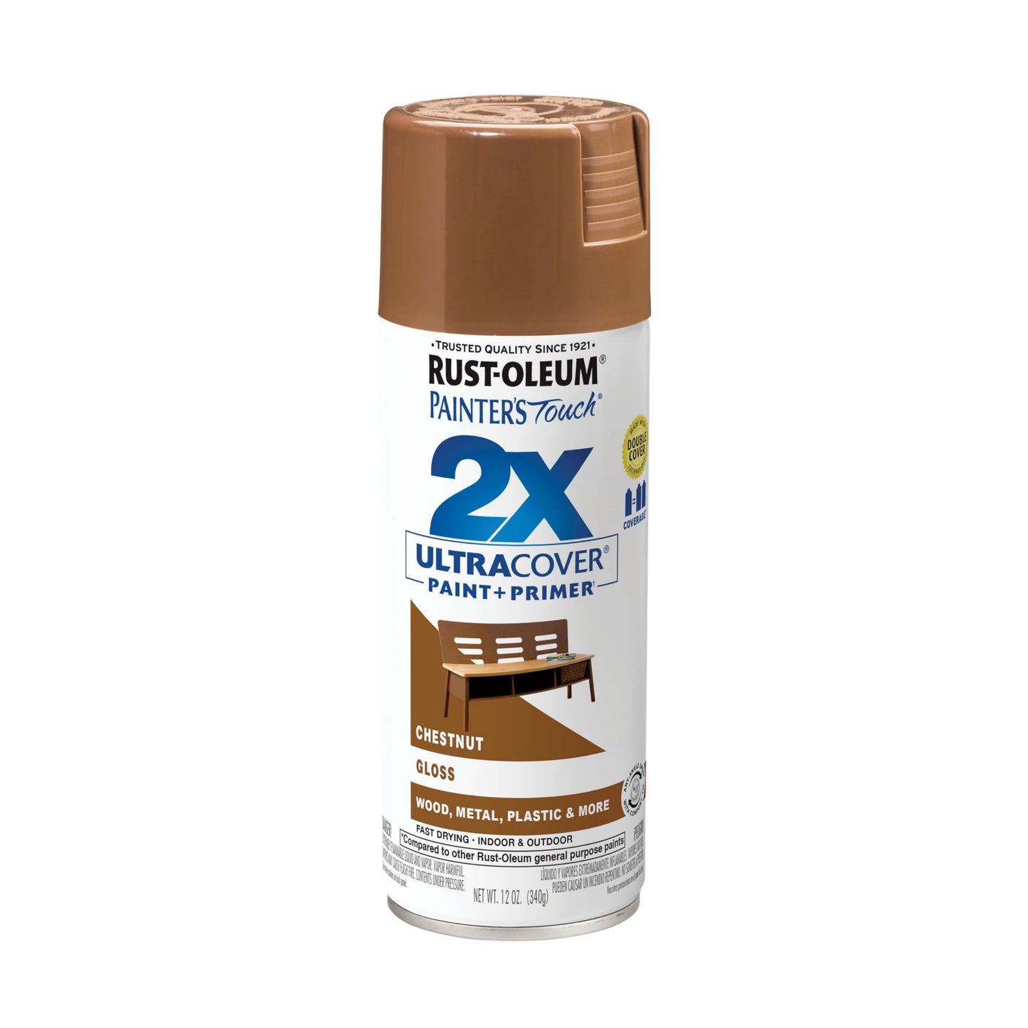 Rust-Oleum 249847 Painter's Touch 2X Ultra Cover Spray Paint, 12 oz, Gloss Chestnut