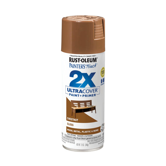 Rust-Oleum 249847 Painter's Touch 2X Ultra Cover Spray Paint, 12 oz, Gloss Chestnut