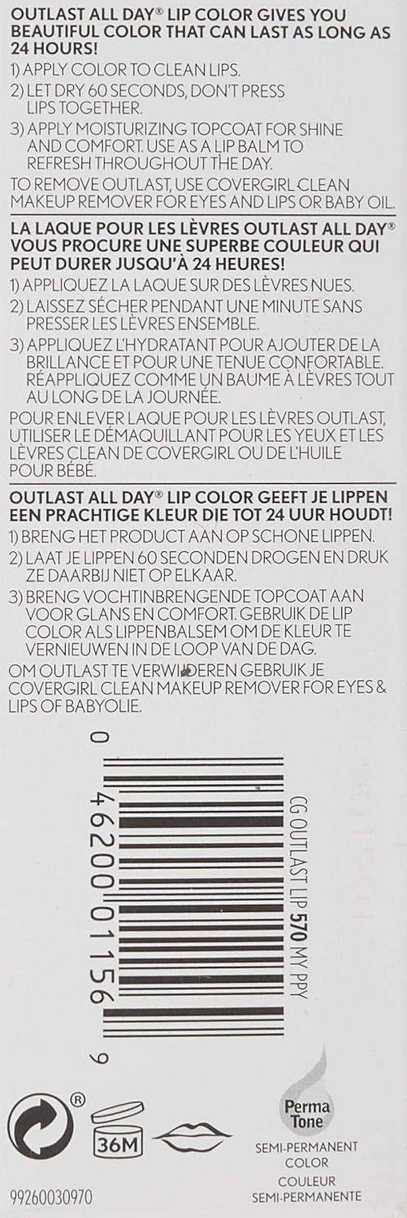 COVERGIRL Outlast All-Day Lip Color - My Papaya | Long-Lasting, Vibrant Finish (Pack of 2)
