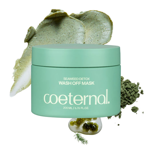 coeternal Seaweed Detox Wash Off Mask, Cooling Korean Clay Mask with Bentonite, Kaolin, Glycerin & Seaweed Extracts for Pore Minimizing, Deep Cleansing, Non-Drying Mud Mask, 200ml / 6.76 fl.oz.