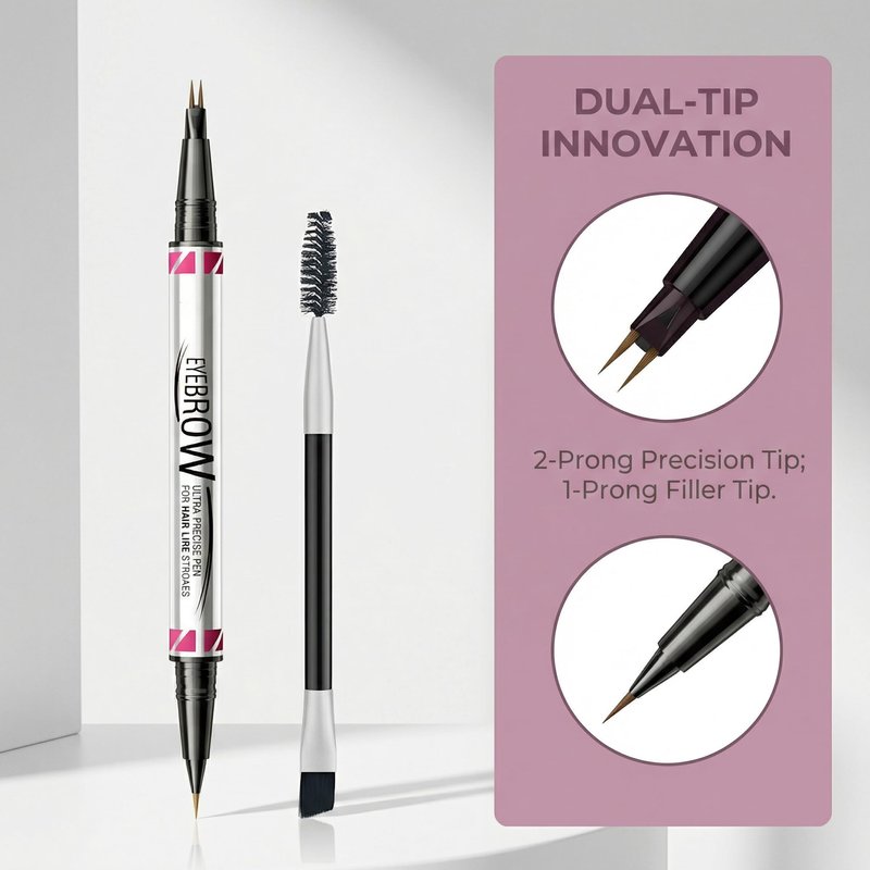 YeMoMo Dual-Tip Eyebrow Pencil, 2-in-1 Waterproof Brow Liner with Ultra-Fine Fork and Precision Tip, 5 Natural Shades from Light Brown to Black (4#Black Brown)