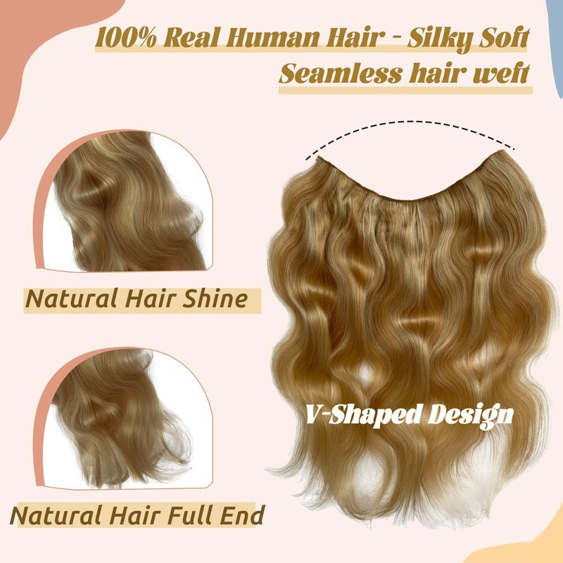 Body Wave Clip in Hair Extensions Human Hair,Natural Wavy Curly Highlights Blonde 5 Clips in Hair Extension for Women 18" 80g Full Head Seamless Clip ins Thick Real Remy Hair Extension 80G