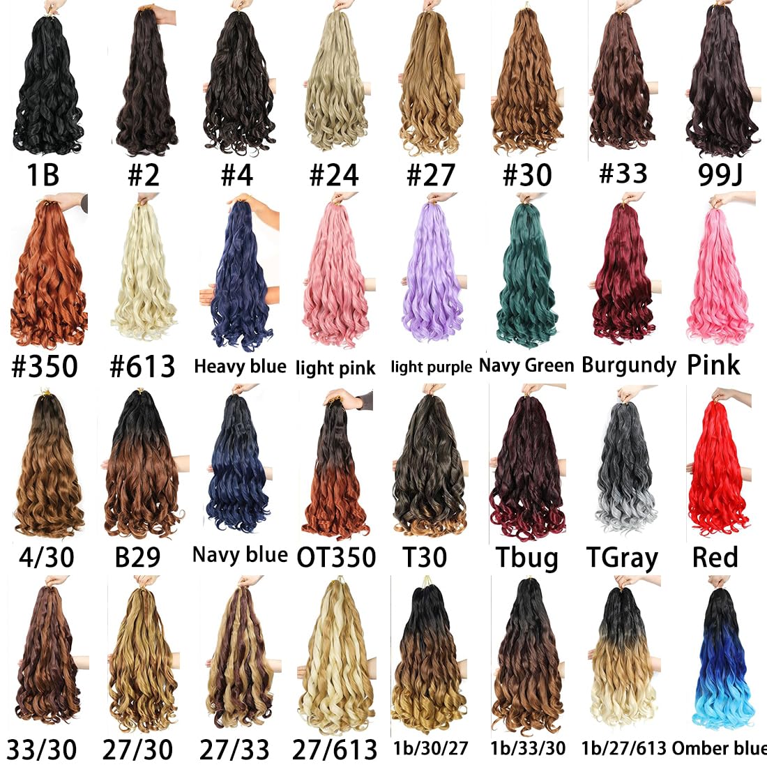 French Curl Braiding Hair 24 inch 6 Packs Loose Wave Bouncy Braiding Hair Pre Stretched 100/pack Yaki Curly Crochet Hair for Black Women Hair Extensions(24 inch(pack of 6),4/30)