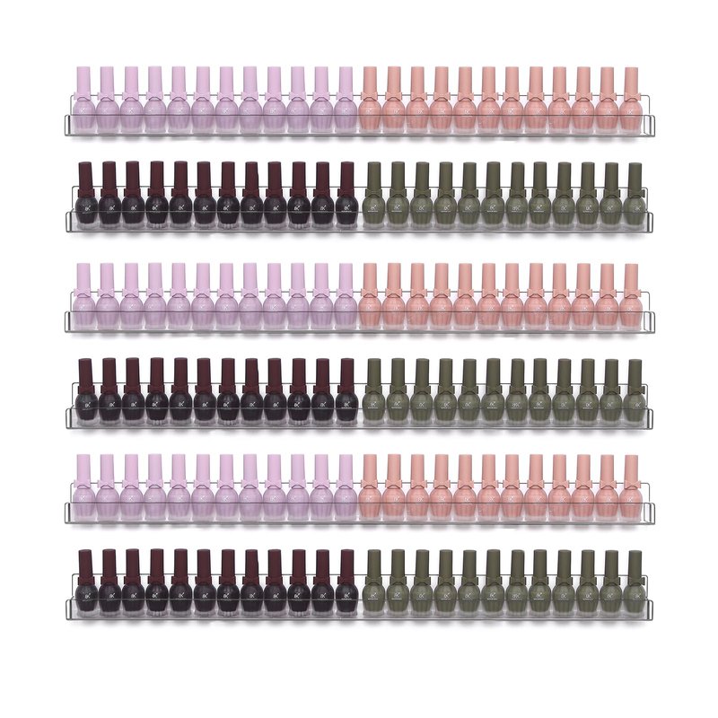Justsoso 6Pcs/Set 24 Inch Nail Polish Rack Wall Mounted, Lipstick Essential Oil Bottle Clear Holder Organizer, Big Display Stand Wall Shelf for Bottle Cup Make-ups