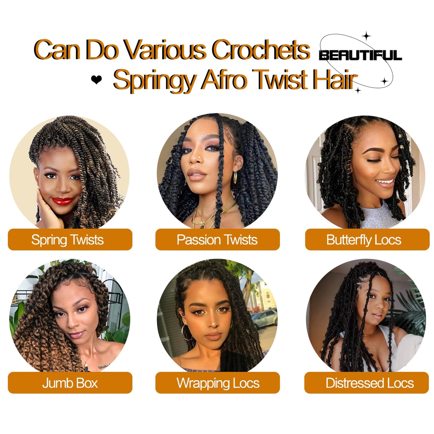 16 Inch 1B/30/27 Springy Afro Twist Hair, 8Packs Marley Twist Braiding Hair