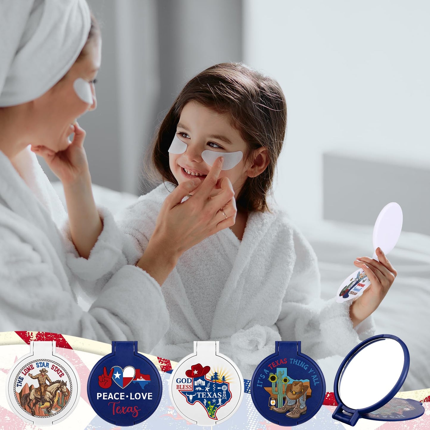 DoubleFill 30 Pcs Texas Souvenirs Gifts Texas City Compact Mirror Bulk Pocket Folding Makeup Mirror Employee Appreciation Gifts for Women Coworker