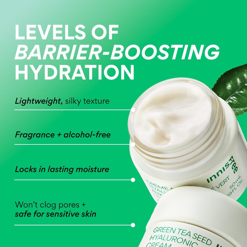 innisfree Green Tea Supercharged Healthy Barrier Duo, Limited Edition Hydrating Korean Skincare Set for All Skin Types including Acne-Prone, Dry, and Oily