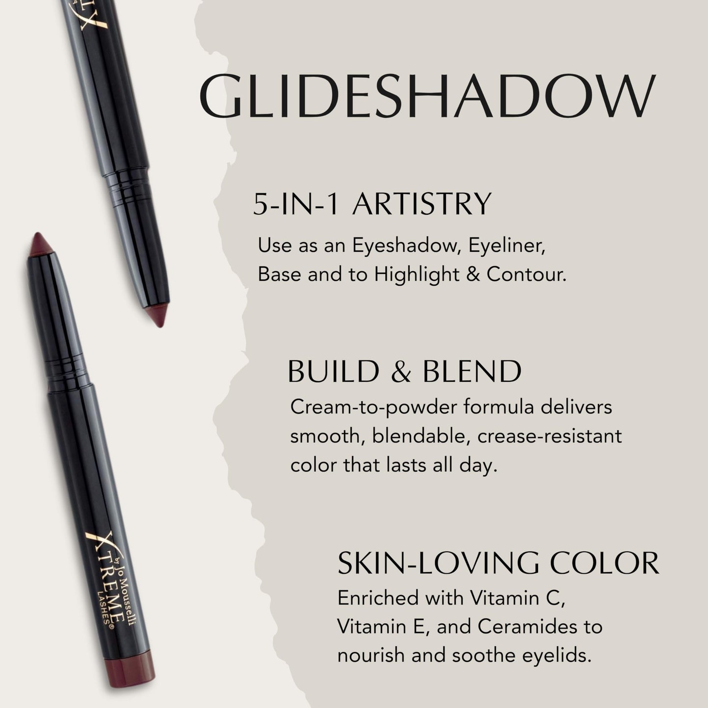 Xtreme Lashes GlideShadow Long Lasting Eyeshadow Stick, Mahogany, Matte Finish, Lightweight Cream to Powder Eye Makeup, No Fallout, Lash Extension Safe, Built-in Sharpener