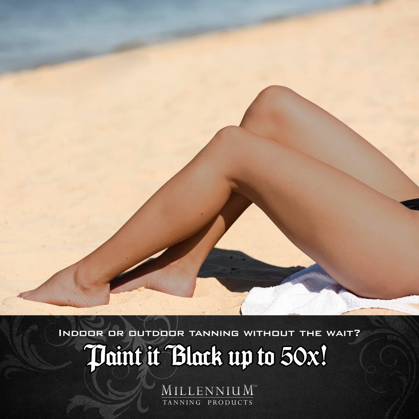 Millennium Tanning Paint It Black 50X Dark Tanning Lotion Accelerator for Indoor Tanning Beds & Outdoor Sun Tan with Bronzer, 13.5 fl. oz.