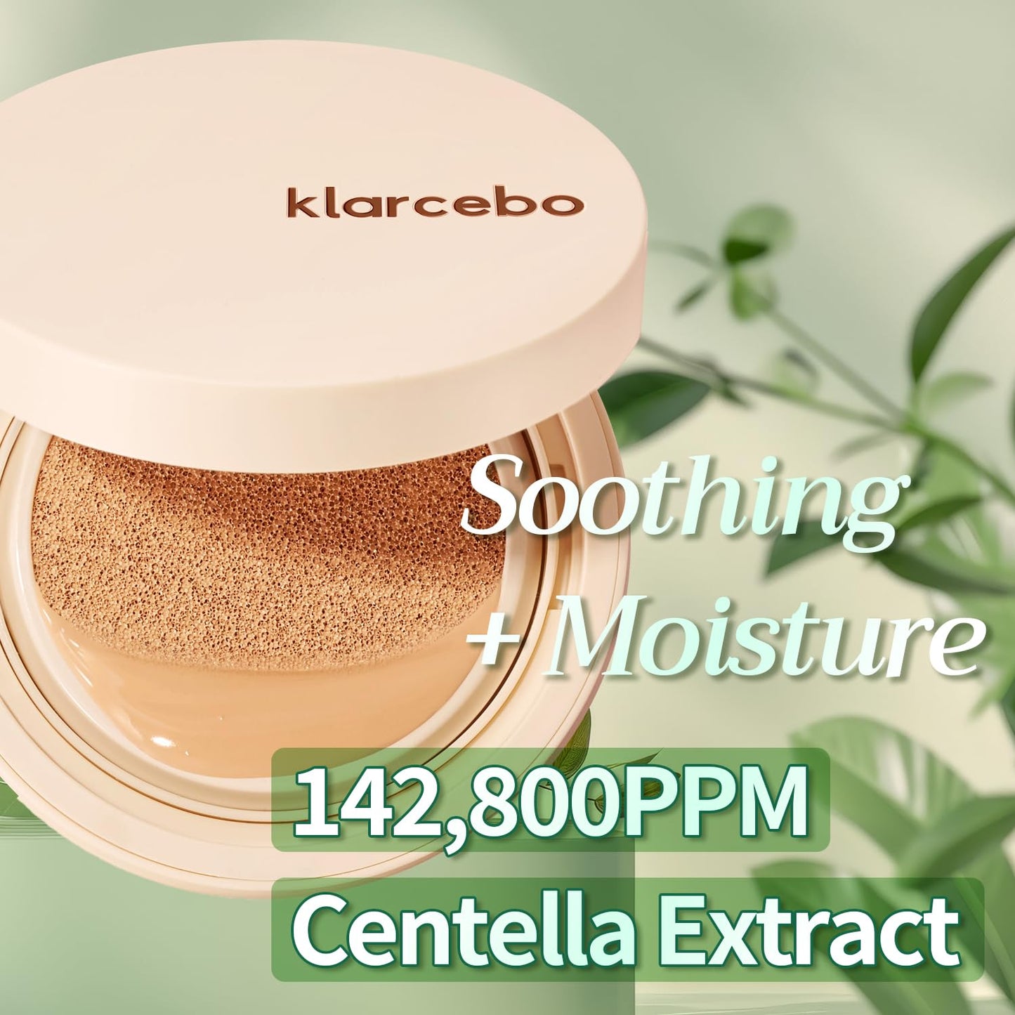 KLARCEBO New Heart Cica Cushion Foundation – Lightweight K-Beauty Cushion Compact with Centella Asiatica, Natural Coverage, Long-Lasting, Non-Caking, Moisturizing Makeup with Elastic Puff
