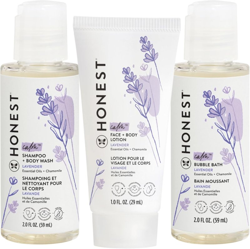 Babe's Mini Must-Haves Gift Set - Travel Size Lavender Bathtime Essentials | Hypoallergenic Shampoo, Body Wash & Lotion (2 fl oz)