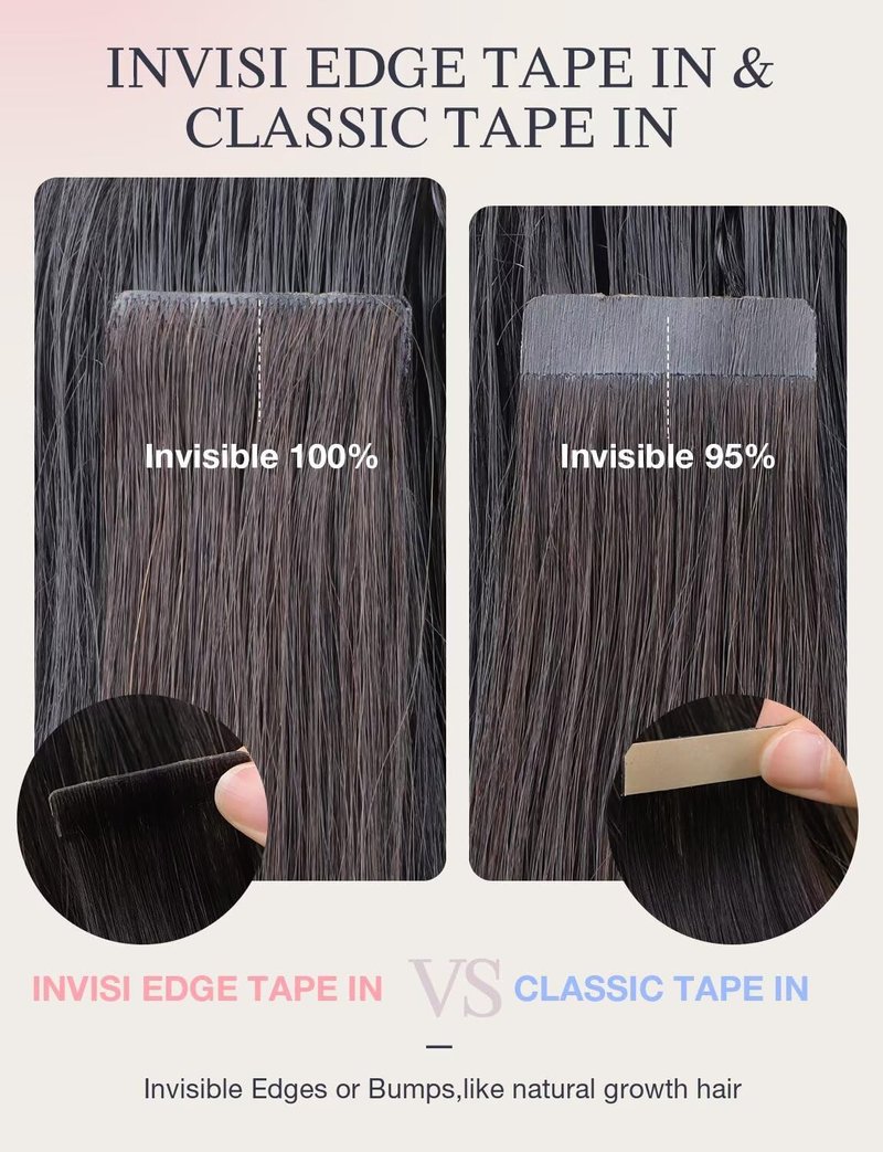 DOORES Invisi Edge Tape in Extensions Real Human Hair, Chocolate Brown to Honey Blonde 10pcs Injection Tapeins, 25g 18 Inch, Injected Tape in Virgin Human Hair Extension