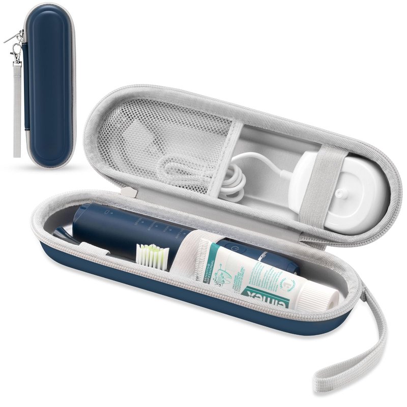 TYSORETY Toothbrush Travel Case for Oral B/Oral-B Pro 1000 1500 5000 7000 & Philips Sonicare 4100 1100 5300 5100 6100/iO Electric Toothbrush, Hard Protective Storage Bag (Deep blue)