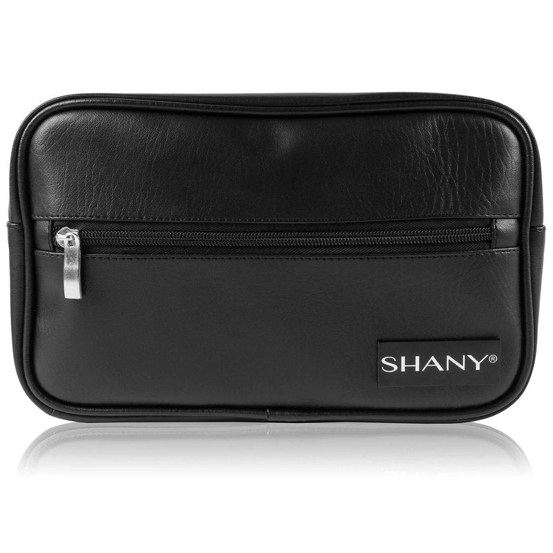SHANY Dopp Kit and Travel Toiletry Bag – Zippered Faux Leather Grooming Organizer with 2 Internal and 1 External Pockets – Black PU, 11.000" X 8.000" X 3.000", (SH-NT1005-BK)