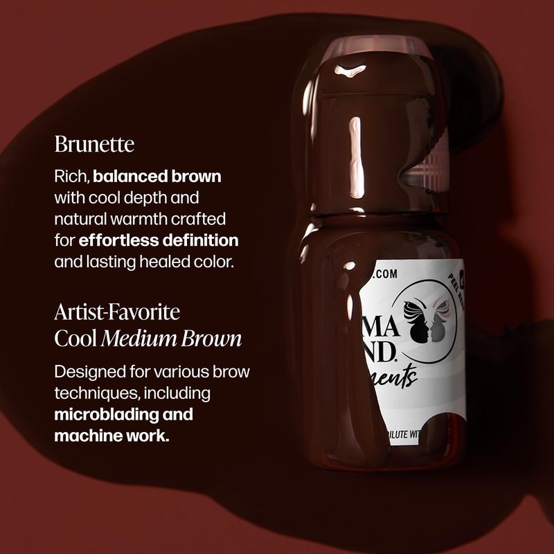 Perma Blend - Brunette Tattoo Ink - Microblading Supplies for Eyebrow Tattoo or Eyeliner Permanent Makeup - Professional Tattoo Ink in Brunette - High Opacity - Vegan (0.5 oz)