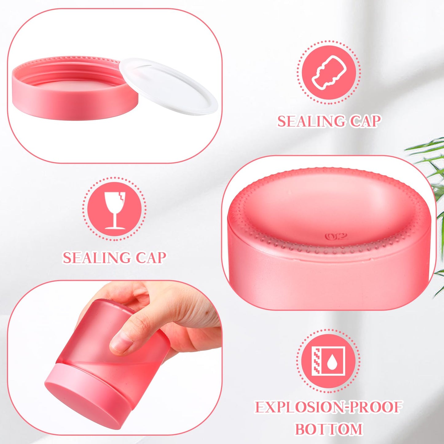 Norme 24 Pcs 4 oz Glass Jars with Lids Leakproof Round Airtight Empty Cosmetic Jars with Inner Liners Lid for Storing Lotions Powder Ointments Making Tins(Pink)
