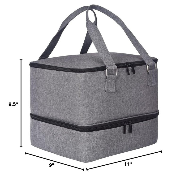 Nail Polish Organizer Case - Holds 42 Bottles & Nail Lamp | Double Layer Storage Bag with Handle (Grey)