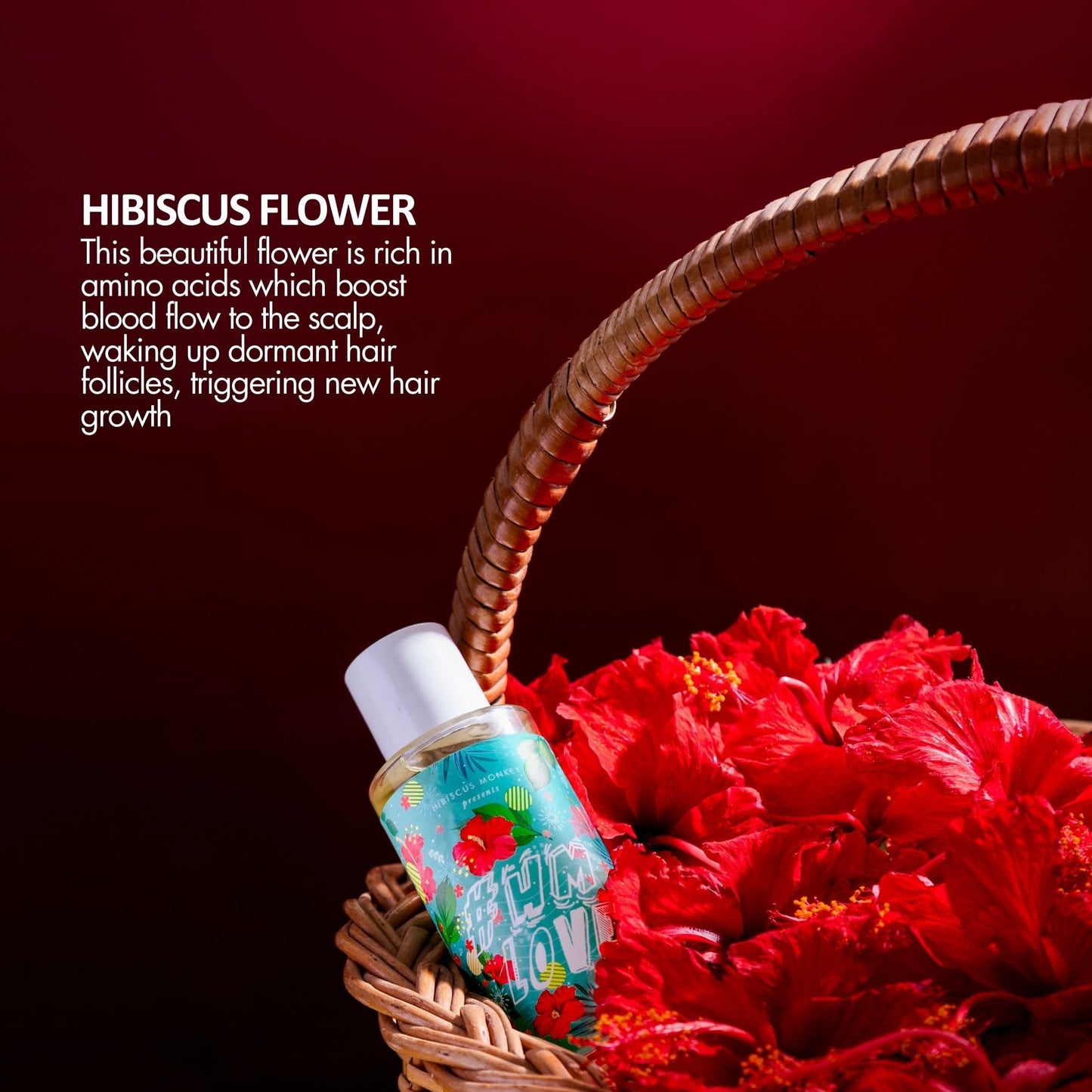 Hibiscus Monkey HM Love Scalp & Hair Oil, Promotes Hair Growth, Reduces Hair Fall, Scalp care, Anti Frizz, Real Hibiscus Flowers, Coconut Milk Oil, Natural, No Mineral Oil, Chemical-Free, 100mL