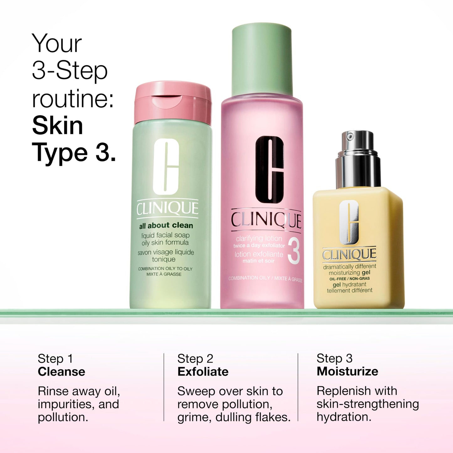 Clinique 3-Step Clarifying Lotion Face Exfoliator 3 | Toner With Witch Hazel + Salicylic Acid | For Combination Oily Skin Types, 13.5 Fl Oz