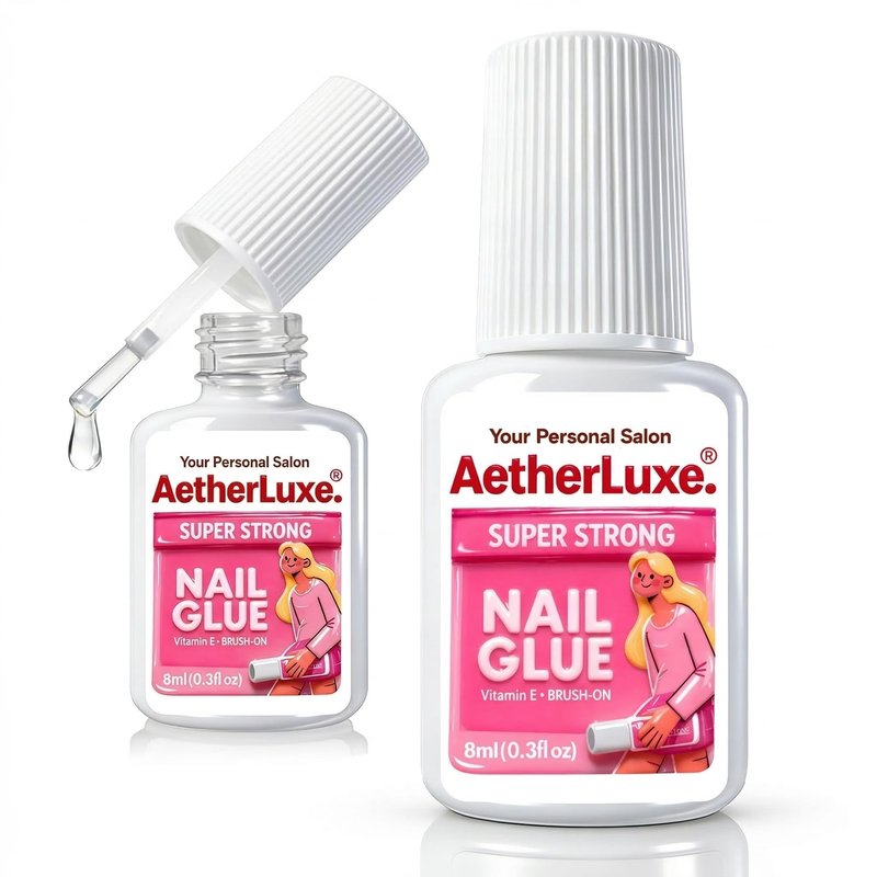 Super Strong Nail Glue for Press On Nails,Upgraded Formula with SGS Certification,Vegan,5S Instant Dry,Up to 30 Days Hold,False Nail Glue,Brush Applicator,8ml,1 pcs