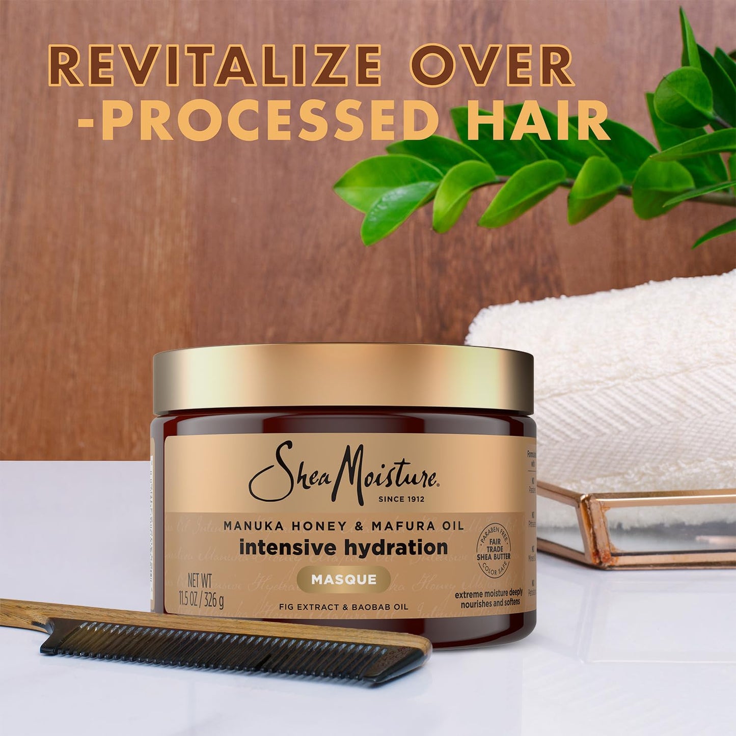 Shea Moisture Hair Mask - Manuka Honey & Mafura Oil for Extra Dry, Damaged Hair | 12 Oz Each, 2-Pack