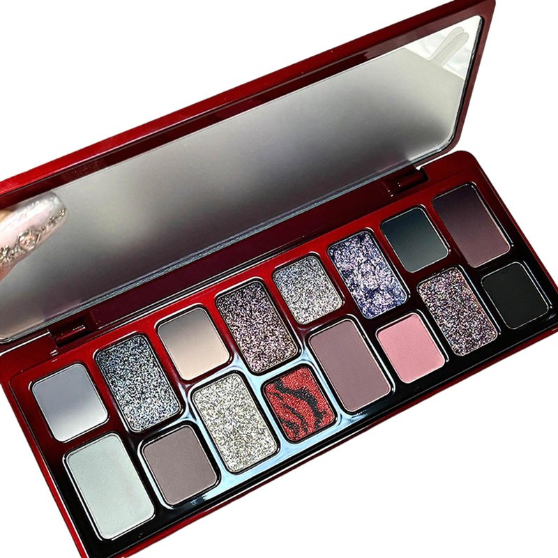 MeiPlumLai Goth Eyeshadow Palette 16 Colors Matte Metallic Shimmer Glitter Eye Shadow Pallet, Smokey Makeup Palette, Neutral Naked Brown, Red, Black Dark Eye Shadow Palette for Midnight Masquerade