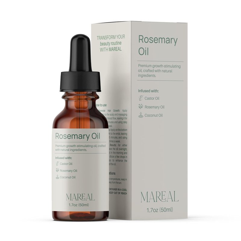 Pure Rosemary Oil for Hair Growth - Natural Hair Thickening & Regrowth Treatment | Infused with Castor & Coconut Oil | 1.7 fl oz