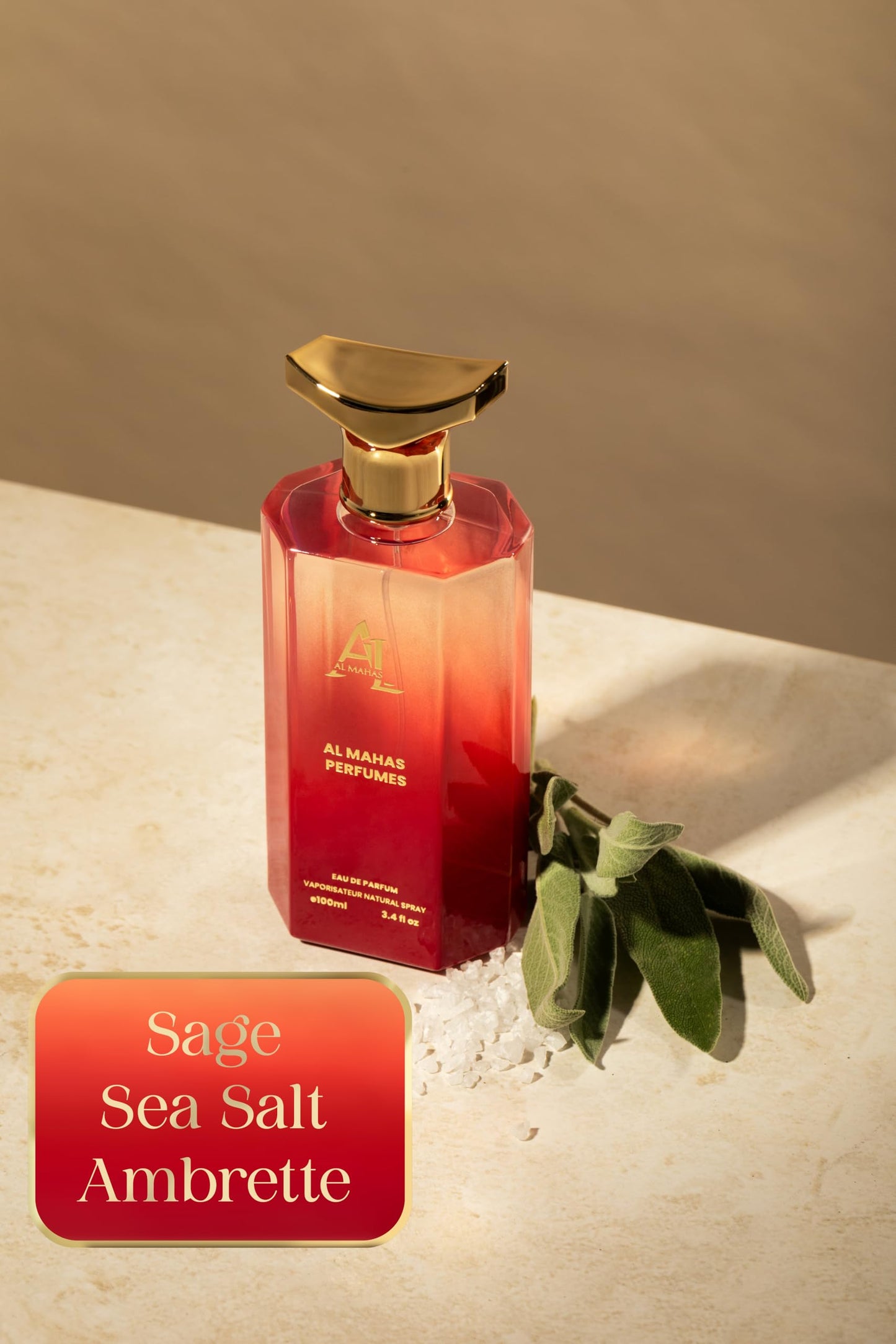 AL MAHAS Wood Sage and SeaSalt Perfume - Eau de Parfum 100 ml (3.4 Oz) Long Lasting Bold Unisex Perfume, irresistible scent of Wood Sage and Sea Salt and Ambrette Seeds by ALMAHAS